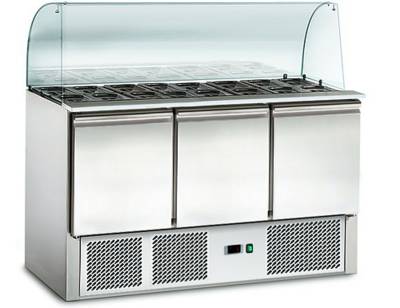 Amitek Saladette Refrigerate Statiche (4 x GN 1/1) con vetro curvo - AK903G