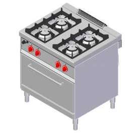 CookTek Cucina gas 4 fuochi fiamma pilota - forno gas gn 2/1